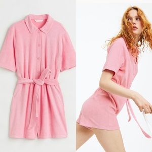 NWOT H&M Pink Terry Romper women’s size Medium